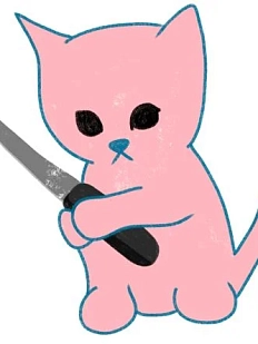 3D Стикер на телефон Pablo Radini «Кот с ножом», объёмный