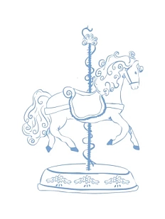 Квадратная открытка DARI DARI на Новый год «Лошадка», голубая