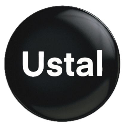 Закатной значок «Ustal», металл, 25 мм, фото 1.