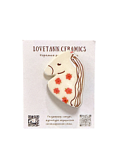 Брошь ручной работы «Лошадка» с цветочками, полуфарфор