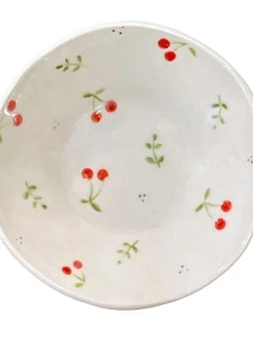 Блюдце ручной работы «Вишенки», керамика