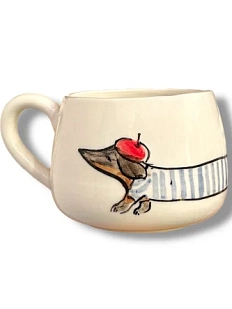 Кружка ручной работы Такса, керамика, 300 мл