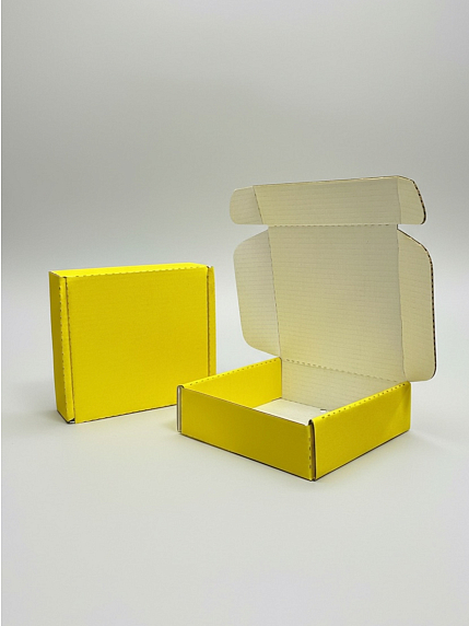 Подарочная коробка для украшений, 10 x 10 x 3 см, маленькая, жёлтая с белым, фото 1.