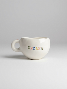 Кружка ручной работы Керамур с надписью «Киська», разноцветная, керамика, 180 мл
