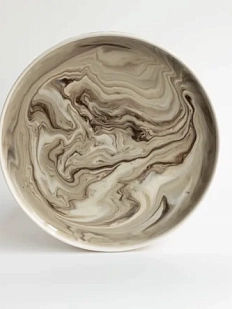 Блюдце ручной работы РУКИ В ГЛИНЕ «Серый мрамор», полуфарфор, 14 см