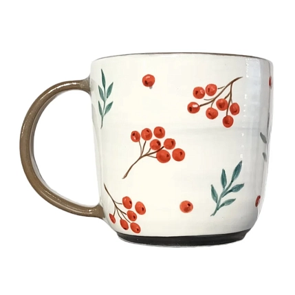 Кружка ручной работы Ким керамика с росписью Лис с винишком, керамика, 450 мл, фото 3.