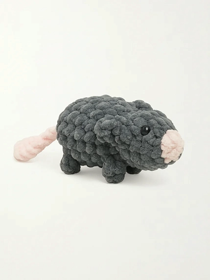 Плюшевая игрушка ручной работы ЦИЛИНСКАЯ «Крыса», тёмно-серая, фото 1.
