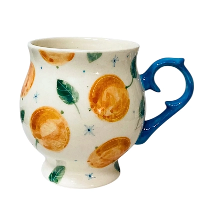 Кружка ручной работы на ножке Чашки и поцелуи «Мандарины», полуфарфор, 250 мл, фото 1.
