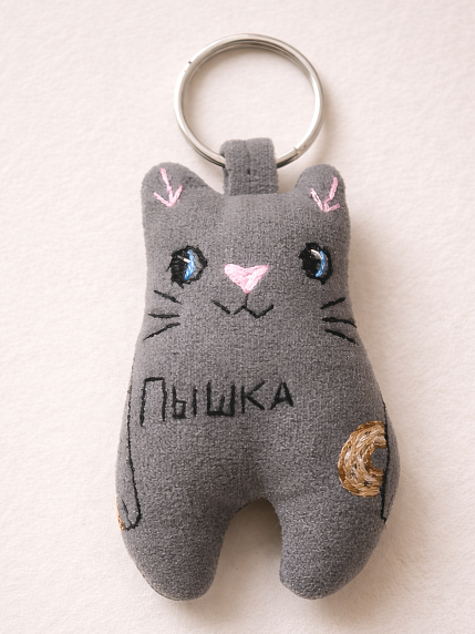 Брелок «Кот с пышкой», фото 1.