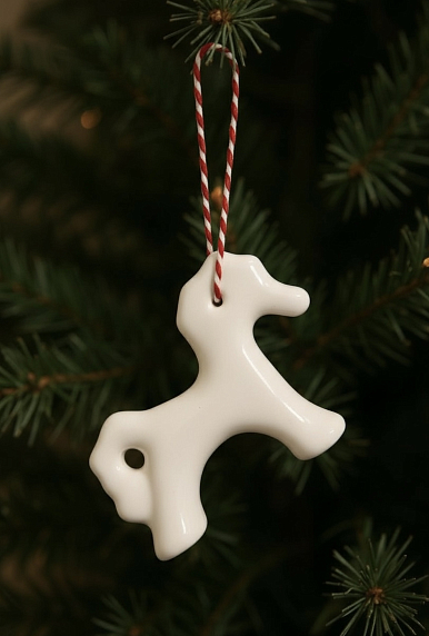 Ёлочная игрушка ручной работы «Лошадка 3д», белая, 8,5 см, фото 3.