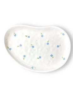 Тарелка фигурная ручной работы «Васильки», керамика