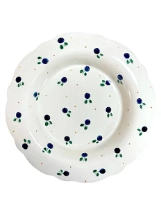 Тарелка глубокая ручной работы «Черника», полуфарфор, 20 см