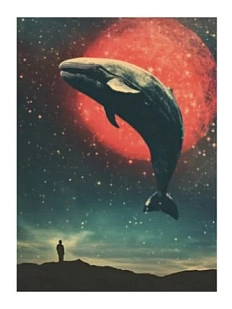 3D Стикер на телефон «Космический кит», синий, объёмный