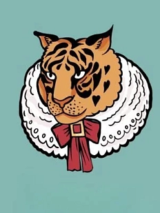 Картхолдер Валя Карнавалова «Голова тигра», голубой, двусторонний, ПВХ