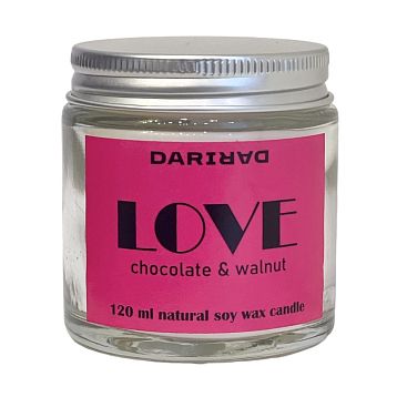 Свеча DARI DARI соевая «Love», шоколад и грецкий орех, 120мл, фото 1.