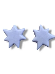 Серьги-гвоздики ручной работы звёздочки, лиловые, фарфор