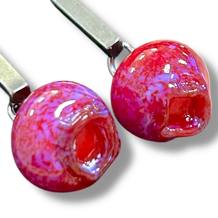 Серьги-гвоздики Керко ирга, стекло, фото 3.