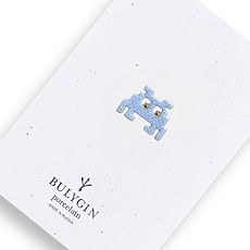 Брошь ручной работы Bulygin «Захватчик» №2 малая, голубая, фарфор