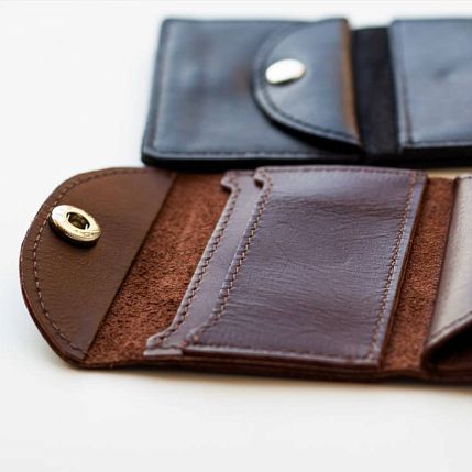 Cкладной кошелек-визитница ручной работы, Kokosina bags, натуральная кожа, коричневый, фото 3.