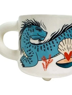 Кружка Звер ручной работы с драконом «Хранитель», деколь, голубая, керамика, 350 мл