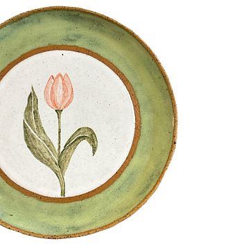 Тарелка ручной работы Тюльпан, зелёная, керамика, 21 см, фото 2.