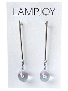 Серьги на планке Лампджой «Капли», стекло, бледно-розовый