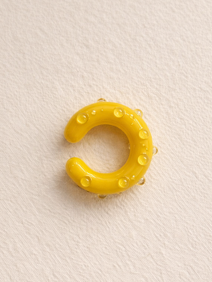 Кафф Лампджой глянцевый, стекло, желтый в горошек, фото 1.