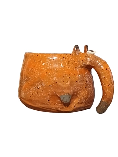 Кружка ручной работы Лисица с лапками, рыжая, керамика, 300 мл