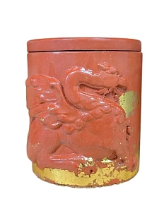 Соевая свеча «Грифон» с ароматом чайного дерева в гипсовом стакане, кирпичная с поталью, 130 мл