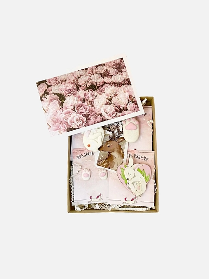 Подарочный набор украшений ручной работы Радость Рядом «Зайчики» с открыткой, фото 1.