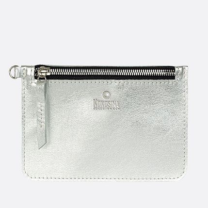 Дорожный кошелек ручной работы, Kokosina bags, натуральная кожа, серебристый, фото 1.