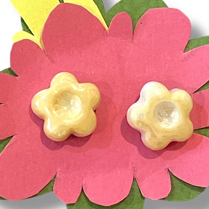 Серьги Августа «Жёлтые цветочки», фарфор, фото 2.