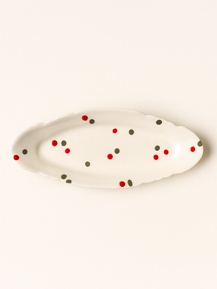 Селедочница ручной работы «Конфетти», белая керамика, 29 см, фото 1.