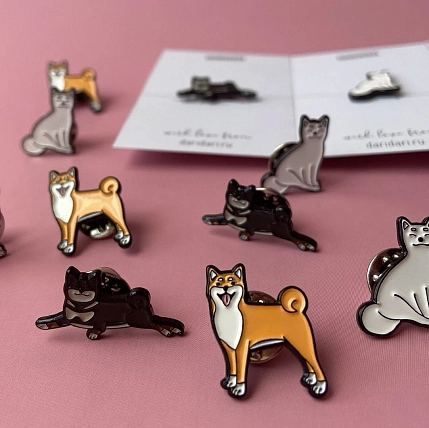 Металлический значок DARI DARI «Белая сиба-ину», 20 мм, фото 8.