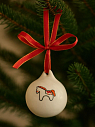 Ёлочная игрушка шар расписной «Лошадка-Качалка», фарфор, 7 см, превью фото 3
