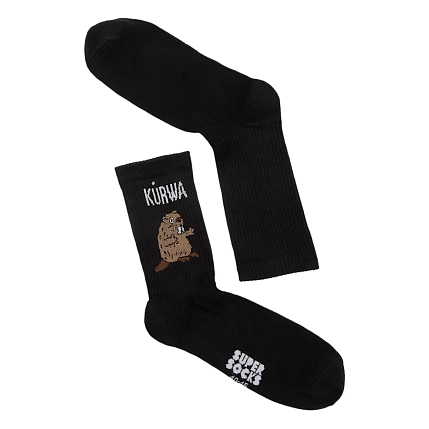 Носки «Курва Бобер», р-р 35-40, чёрный, фото 2.