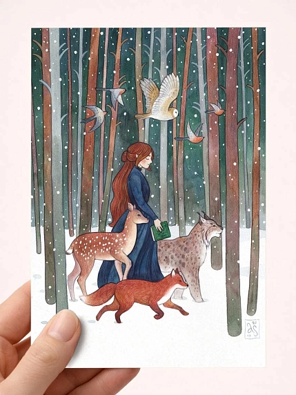 Открытка Анна Спешилова «Среди сосен», односторонняя, фото 1.