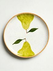 Тарелка ручной работы Груши, белая, керамика, 16 см
