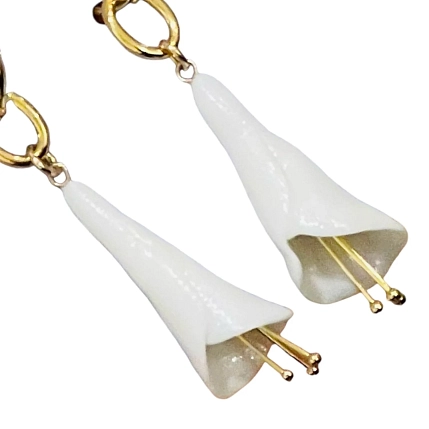 Серьги-конго ручной работы с подвесками «Колокольчики», фарфор, фото 3.