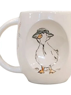 Кружка ручной работы Гусь в шляпке, керамика, 300 мл