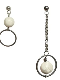 Асимметричные серьги с кольцами, ювелирная сталь, белые