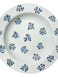 Тарелка ручной работы Slowday Ceramics с синими розочками, керамика, 19 см