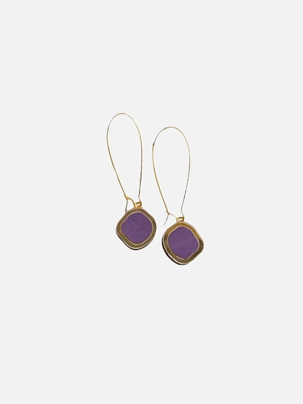 Набор украшений ручной работы брошь «Ирис» и серьги «Озёра», фиолетовый, дерево, фото 3.