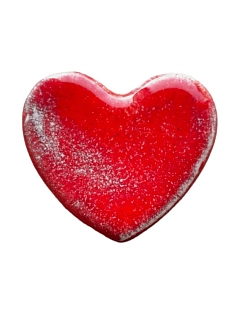 Брошь ручной работы КерамЕлКа Сердце, патина красная, керамика