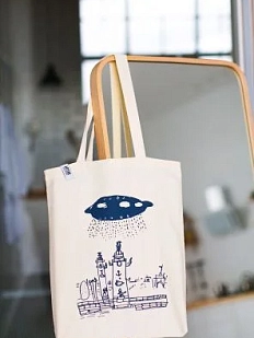 Сумка шоппер «Колонны и НЛО», белый