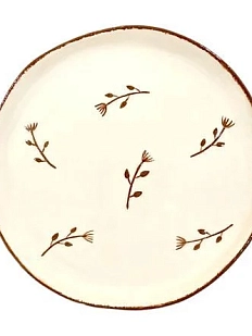 Тарелка ручной работы Малёма с росписью Цветок, коричневая, керамика, 21 см