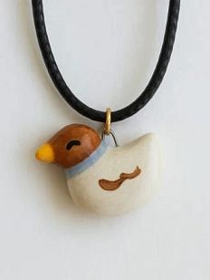 Подвеска керамическая ручной работы с уточкой, коричневая