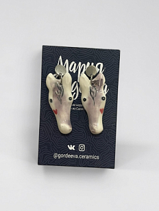 Серьги «Лошадки», керамика, розовые