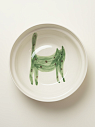 Тарелка ручной работы Донышко-горлышко «Кот Краш Зеленый», белая, керамика, превью фото 1