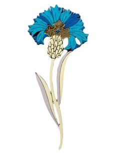 Брошь Okpodolins «Василёк», бирюзовая, дерево